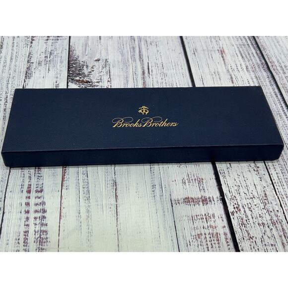 NEW Brooks Brothers Silk Suspenders Braces Blue Herringbone Leather Adjustable - Picture 4 of 6